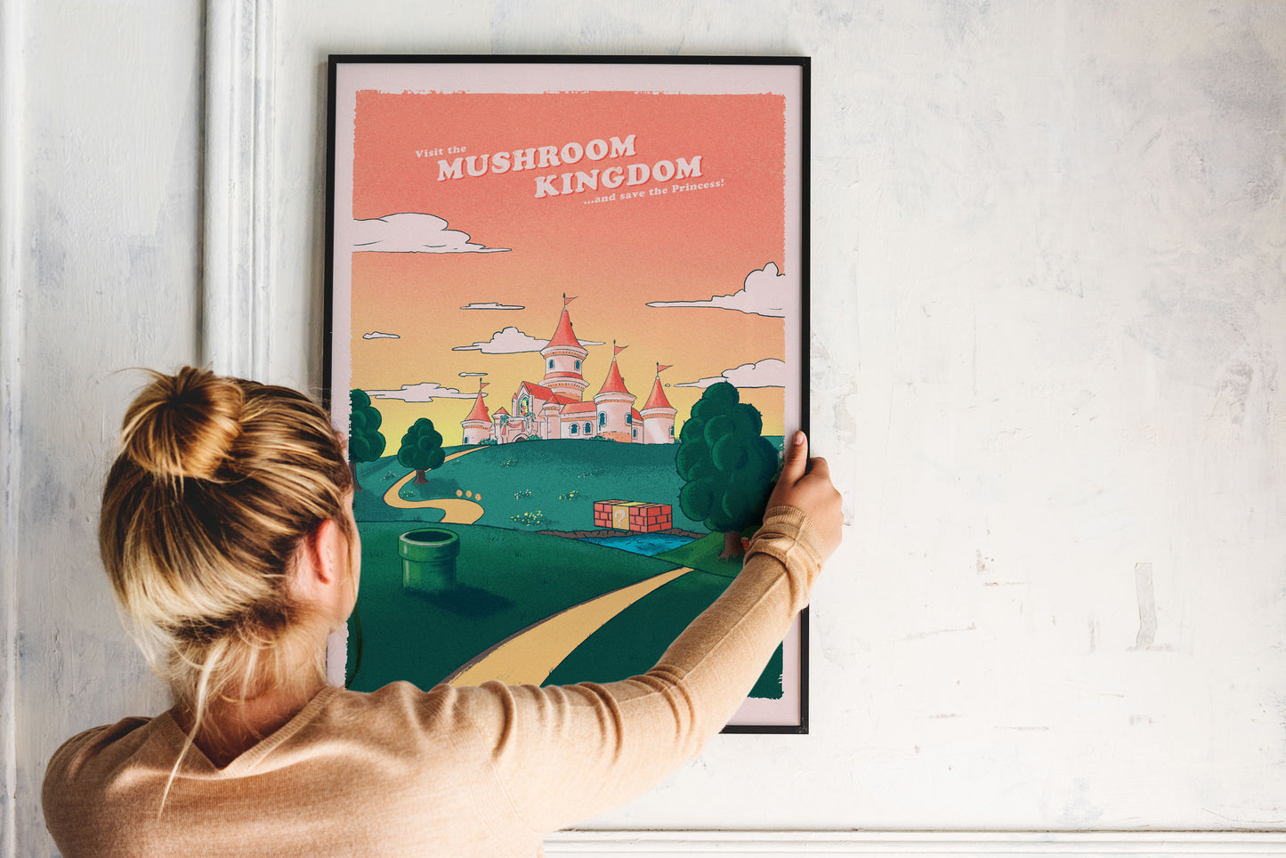 Mushroom Kingdom Travel Poster - Super Mario Poster