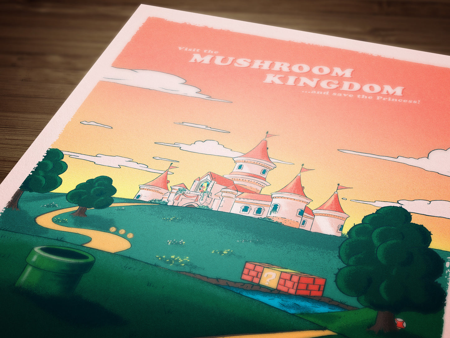 Mushroom Kingdom Travel Poster - Super Mario Poster