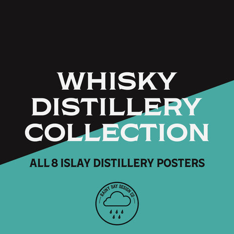 Multibuy Offer - All 8 Islay Distilleries - Travel Poster, Travel Print, Whisky Poster,