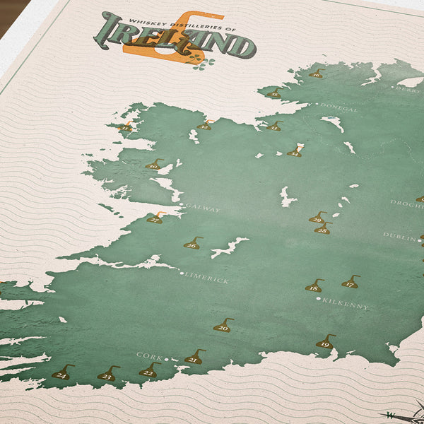 Whiskey Distillery Map of Ireland