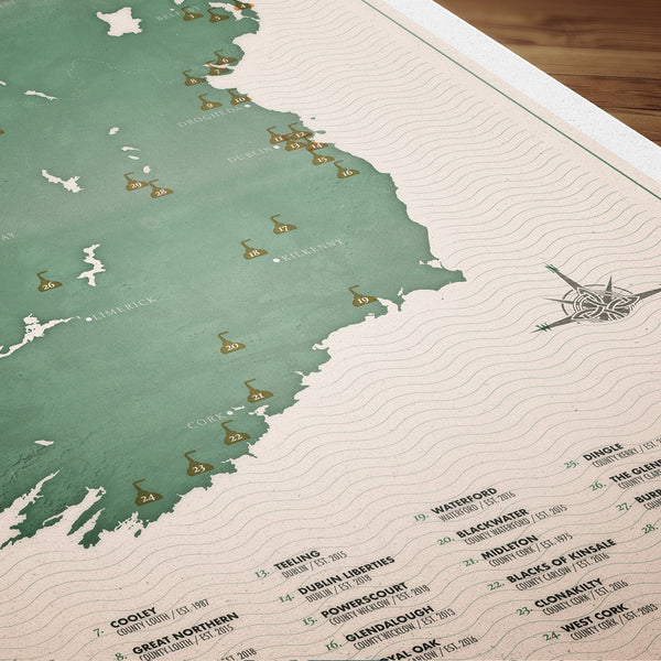 Whiskey Distillery Map of Ireland